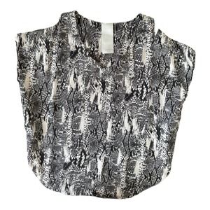 Heather by Bordeaux Women's 100% Silk Blouse Cold Shoulder Snakeskin Size P (XS)